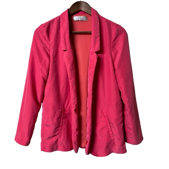 Zara Hot Pink Blazer Womens Small Open Front Oversized Lightweight Academia - Picture 1 of 9